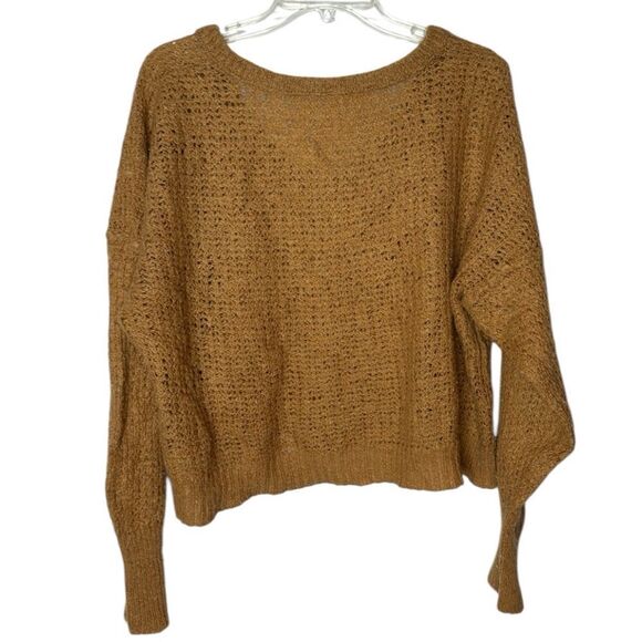 Free People Lulu Oversized V-Neck Sweater in Birchwood Brown Blouson Sweater. Lg - Picture 3 of 11